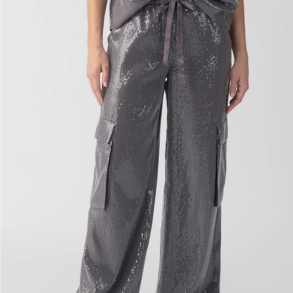 NWT Sequin Sanctuary Cargo Pants in Silver- Medium